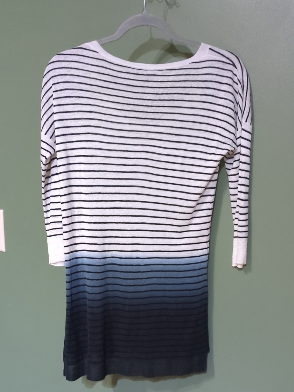 Theory Linen Blend Ombre Knit 3/4 Sleeve Tunic Scoop Neck Hi Lo Top Sz S - Picture 2 of 6